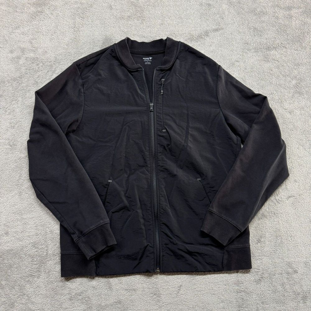 Old Navy Full Zip Tack Jacket Mens Black Large Active Dynamic Fleece Training